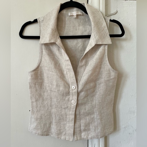WAYF Devin Linen Sleeveless Shirt - Picture 3 of 6